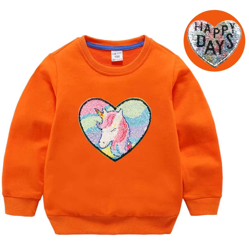 Girl Sequin Hoodies Children's Cotton Top Casual Big Girl Transform Sequin TShirt Long Sleeve Winter Autumn Baby Girl Clothes - Image 5