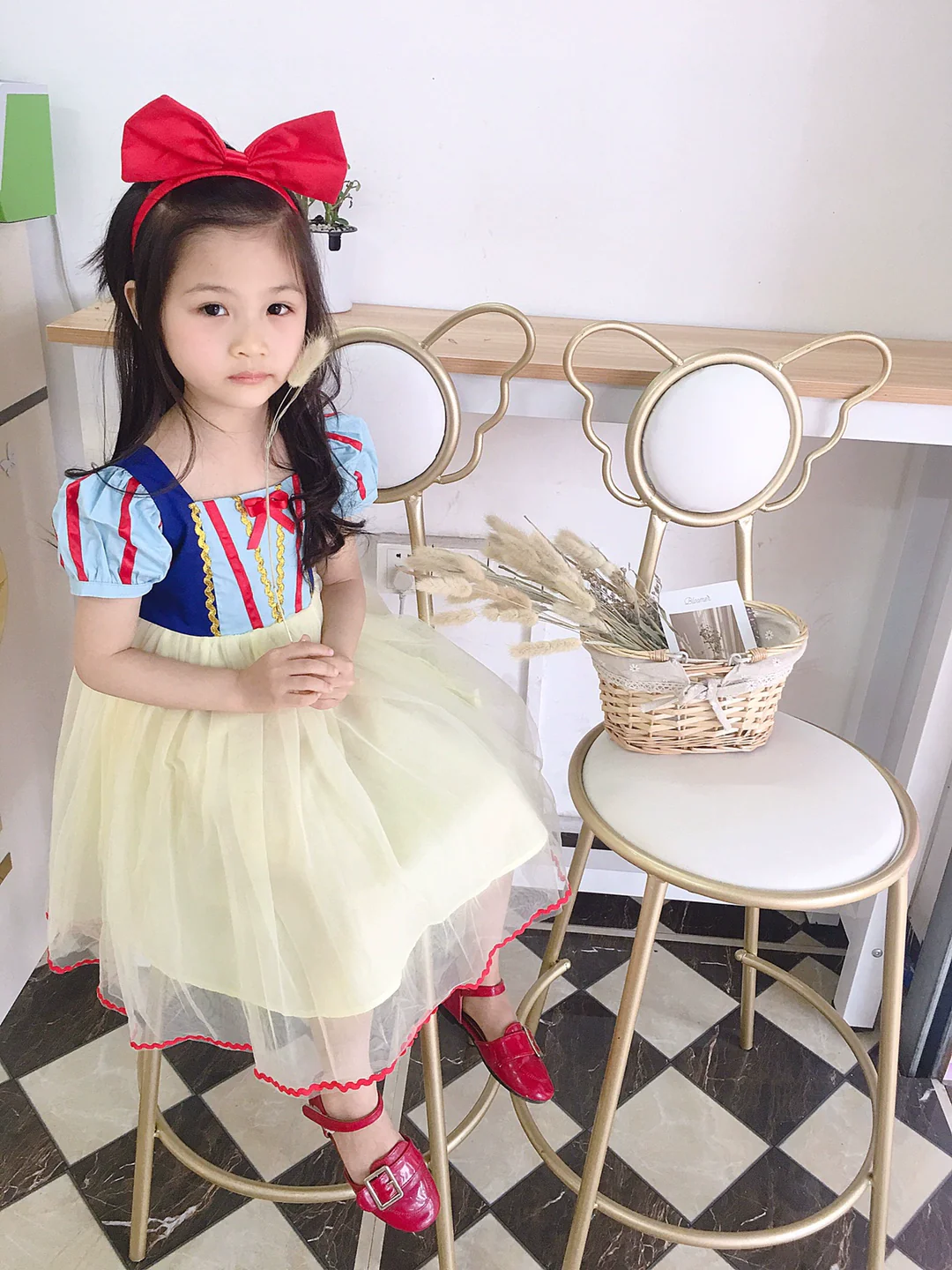 Girl Snow White Dress Summer Kids Short Sleeve Fashionable Princess Dress Girl Tulle Tutu Skirt Birthday Dress - Image 4