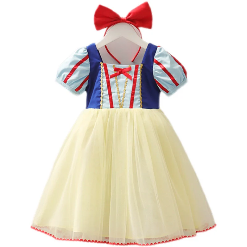 Girl Snow White Dress Summer Kids Short Sleeve Fashionable Princess Dress Girl Tulle Tutu Skirt Birthday Dress - Image 5