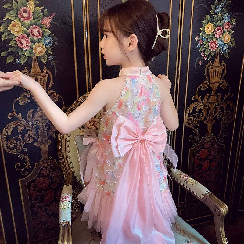 Girl Summer Clothing Sweet Mesh Halterneck Dress - Image 6