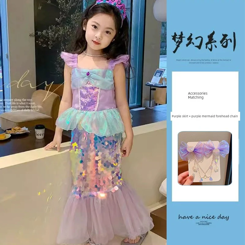 Girl Western Style Sequin Princess Dress Mermaid - Image 10