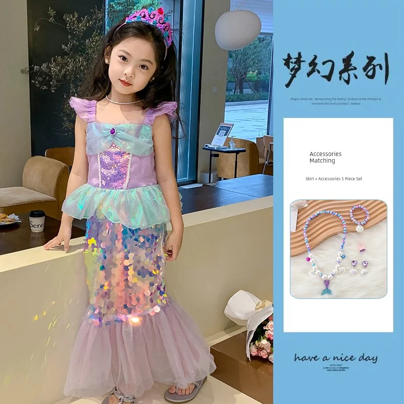 Girl Western Style Sequin Princess Dress Mermaid - Image 12