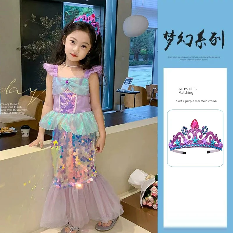 Girl Western Style Sequin Princess Dress Mermaid - Image 13