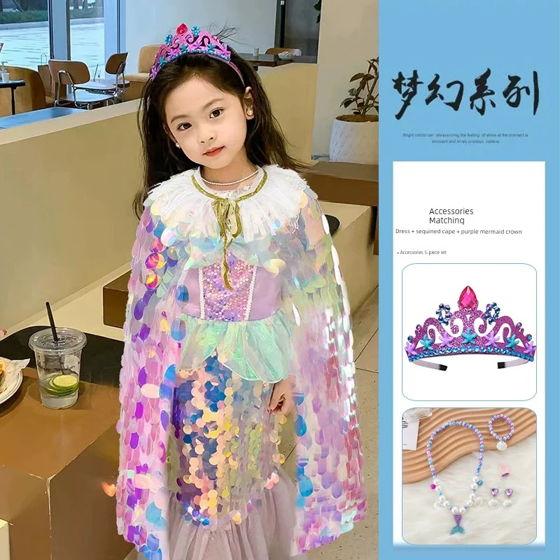 Girl Western Style Sequin Princess Dress Mermaid - Image 14