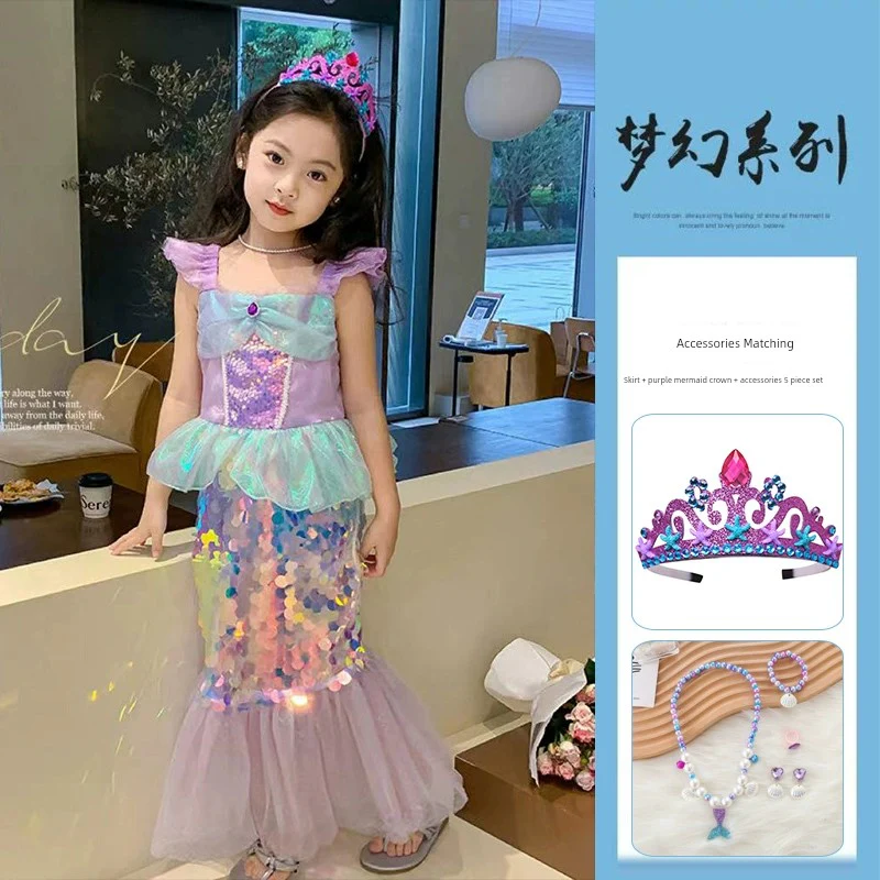 Girl Western Style Sequin Princess Dress Mermaid - Image 15