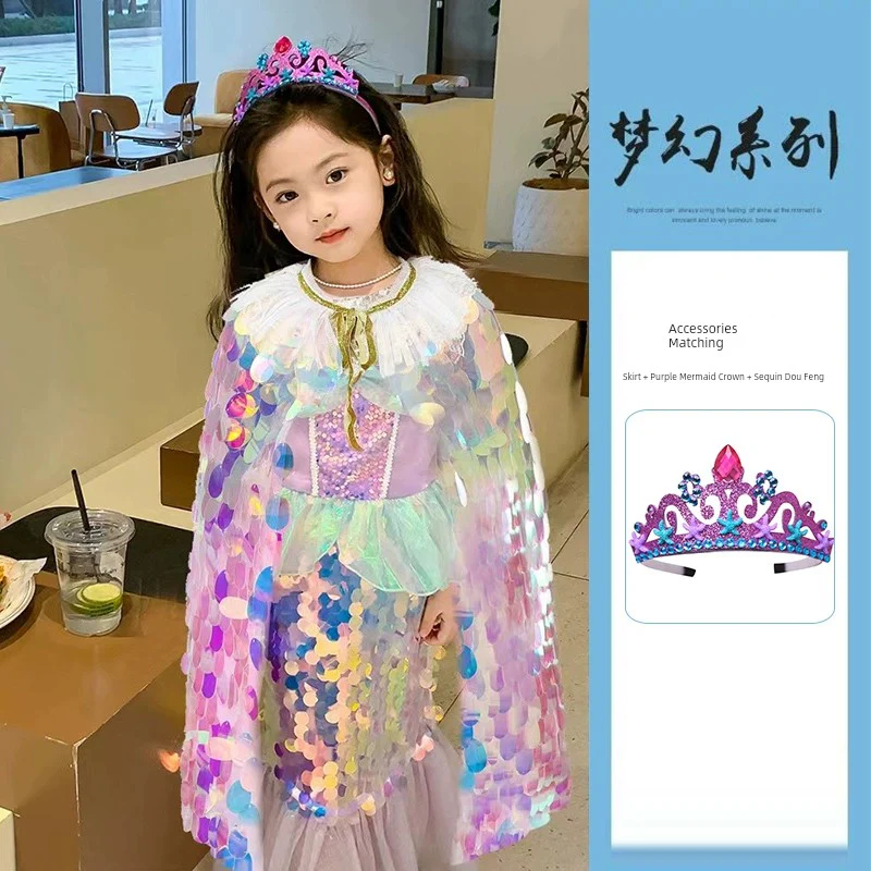 Girl Western Style Sequin Princess Dress Mermaid - Image 16