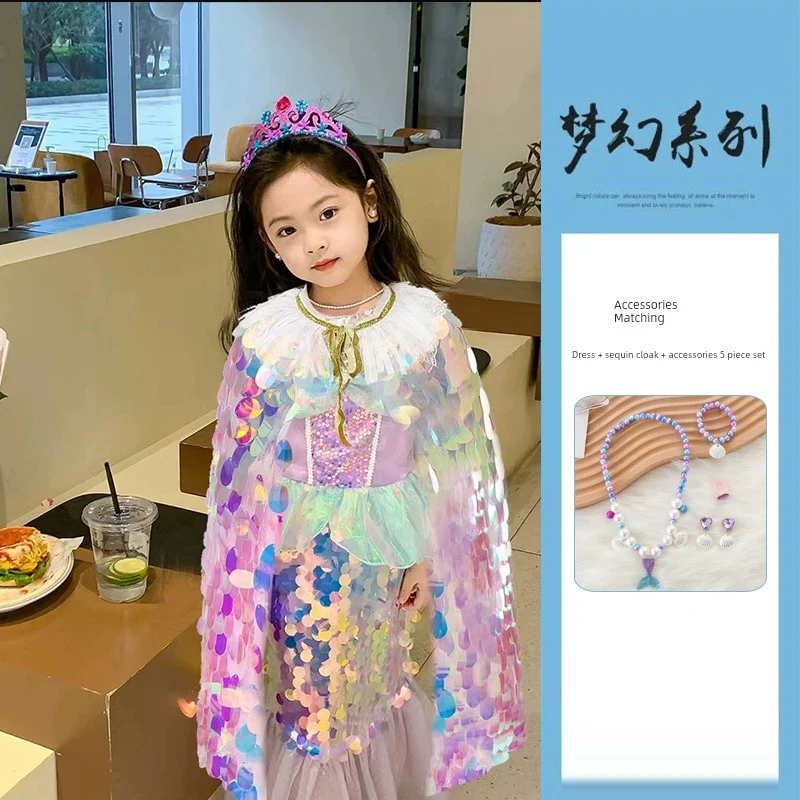 Girl Western Style Sequin Princess Dress Mermaid - Image 17
