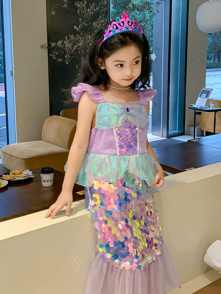 Girl Western Style Sequin Princess Dress Mermaid - Image 3