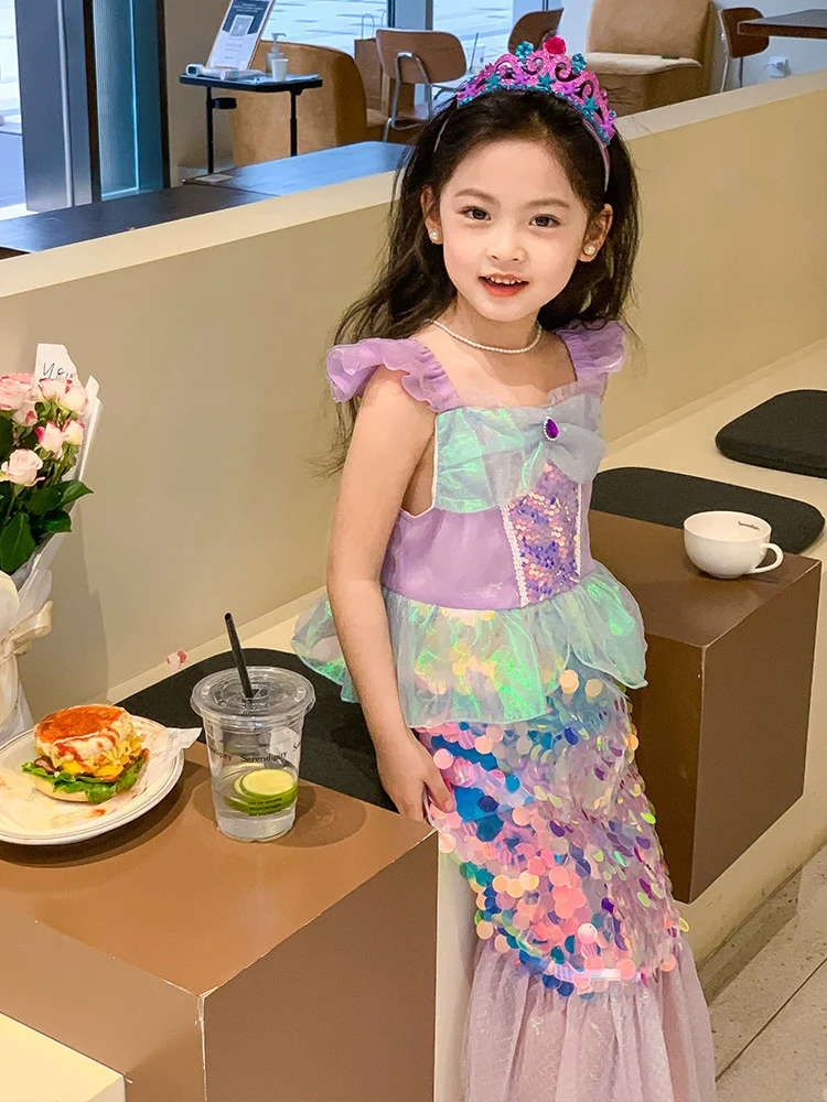 Girl Western Style Sequin Princess Dress Mermaid - Image 4