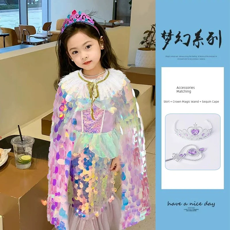 Girl Western Style Sequin Princess Dress Mermaid - Image 6