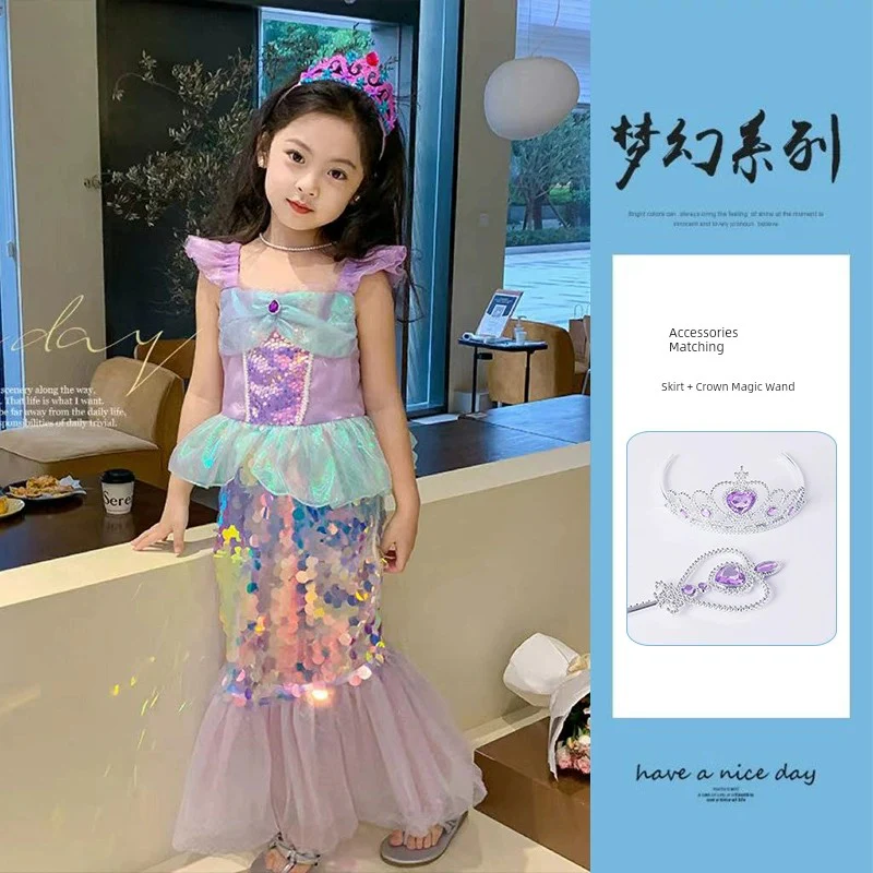 Girl Western Style Sequin Princess Dress Mermaid - Image 7