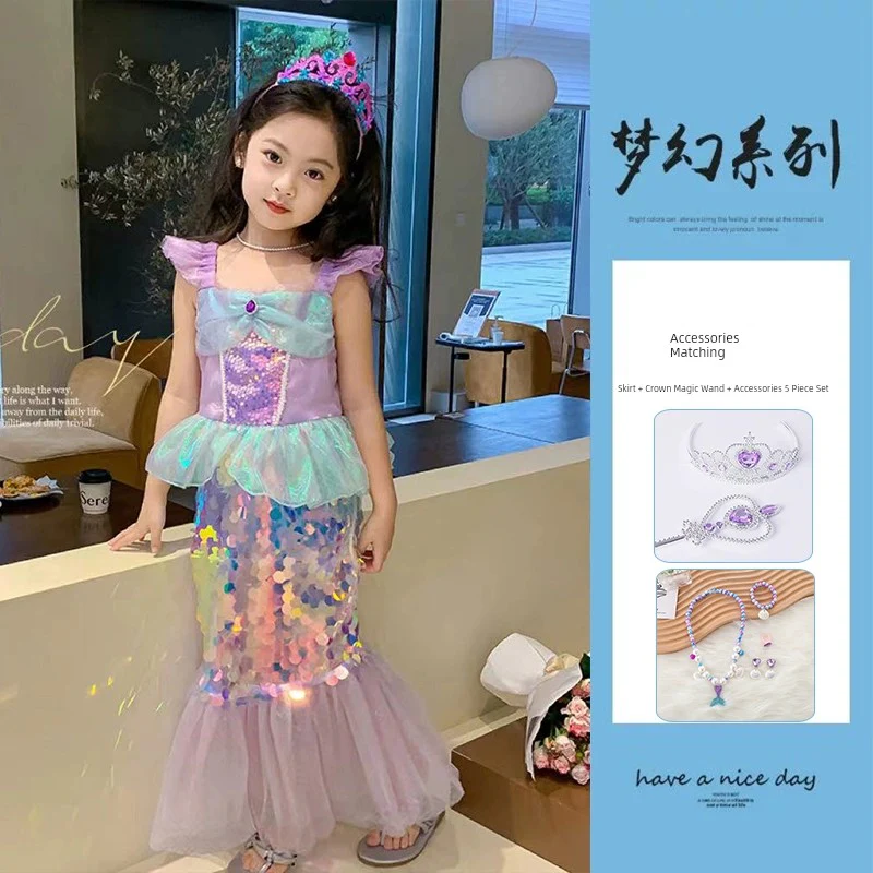 Girl Western Style Sequin Princess Dress Mermaid - Image 8