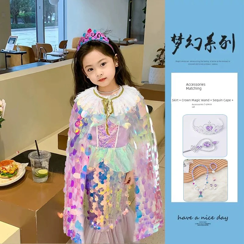 Girl Western Style Sequin Princess Dress Mermaid - Image 9