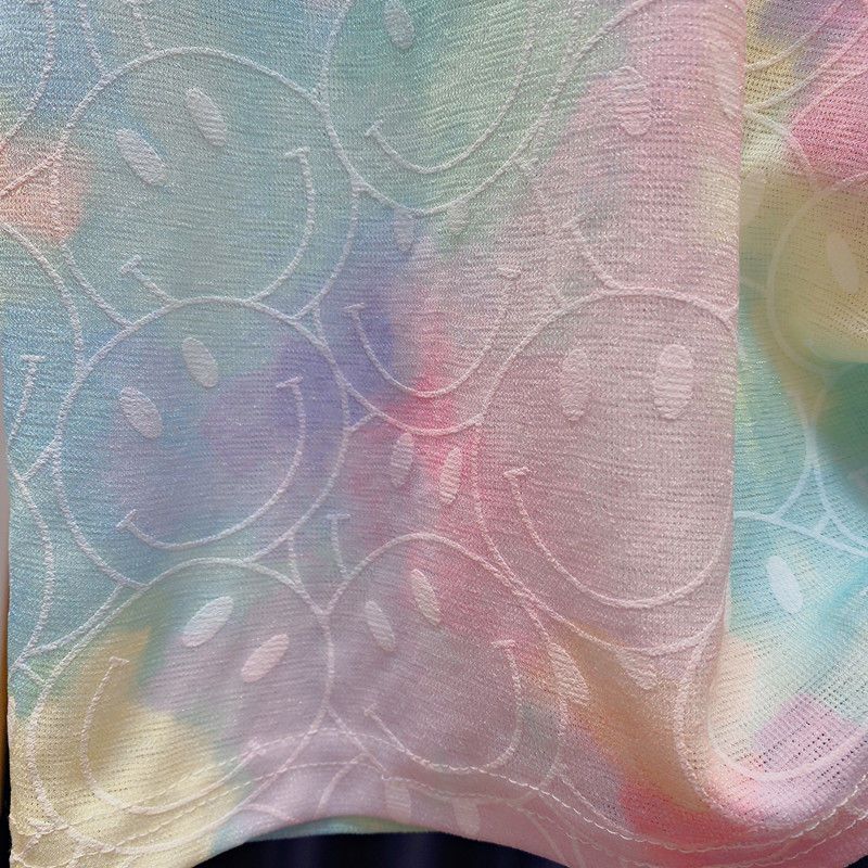 Girls 2023 Summer New Fashion Ice Silk Rainbow Gradient Color Loose 2pcs T-shirts+pants Suits 3-12 Years Kids Tie-dyed Clothing - Image 6