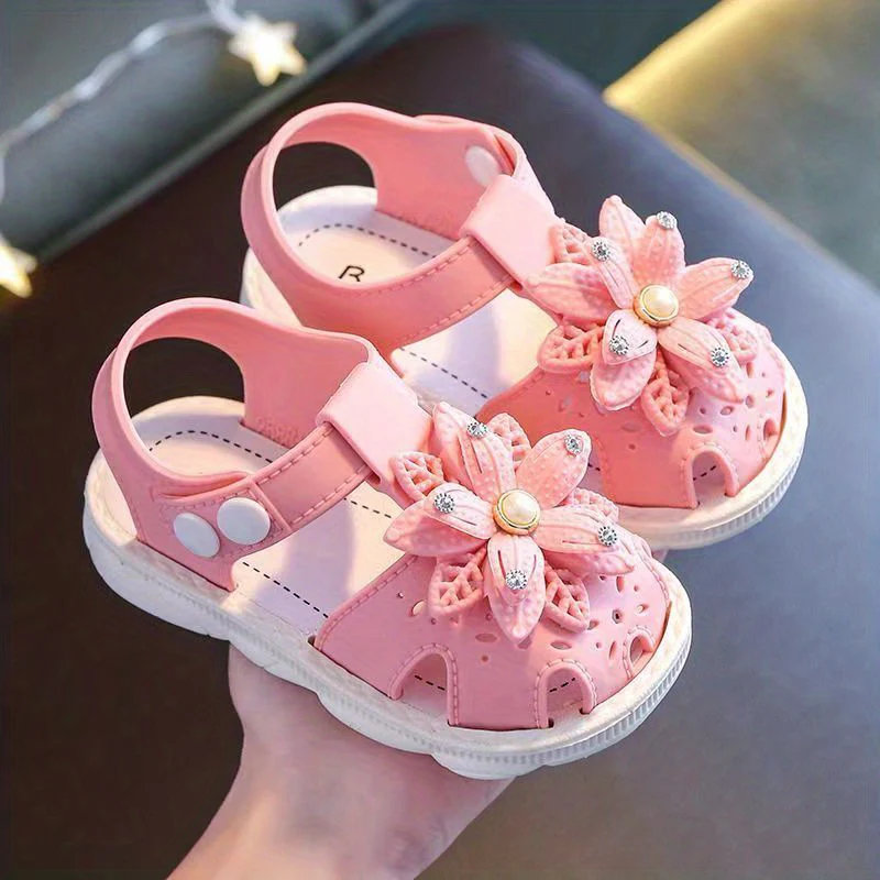 Girls Baby Flower Trendy Breathable Closed Toe Sandals, Lightweight Soft Sandals Crib Shoes For Indoor Outdoor Spring - Image 17