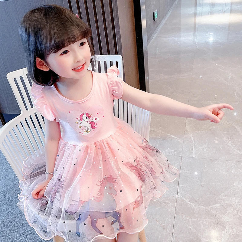 Girls Clothes 2023 New Summer Princess Dresses Flying Sleeve Kids Dress Unicorn Party Baby Dresses for Children Clothing 3-8Y - Image 3