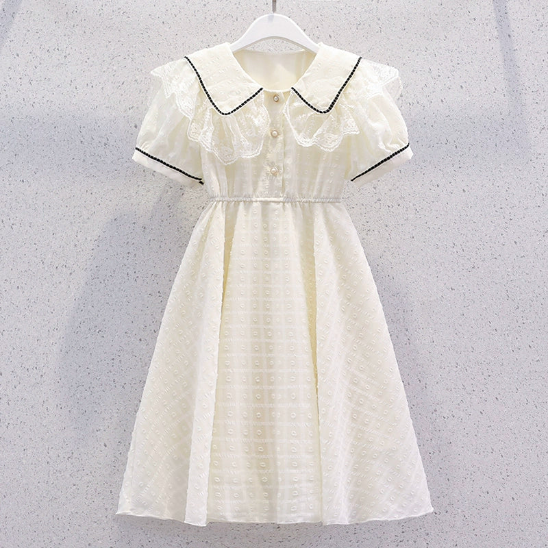Girls' Dress Summer Dress Stylish Little Girls' Chiffon Princess Dress Summer New Style Children's Youth Puff Sleeve Dress - Image 2