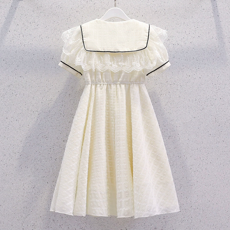 Girls' Dress Summer Dress Stylish Little Girls' Chiffon Princess Dress Summer New Style Children's Youth Puff Sleeve Dress - Image 4