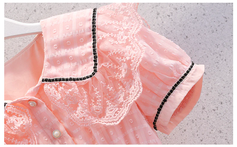 Girls' Dress Summer Dress Stylish Little Girls' Chiffon Princess Dress Summer New Style Children's Youth Puff Sleeve Dress - Image 5