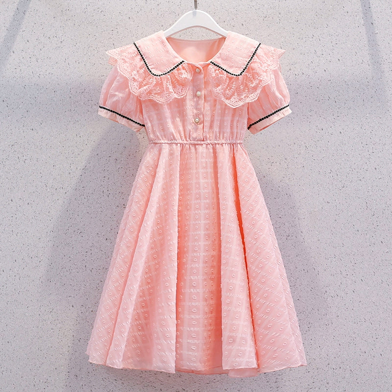 Girls' Dress Summer Dress Stylish Little Girls' Chiffon Princess Dress Summer New Style Children's Youth Puff Sleeve Dress - Image 6