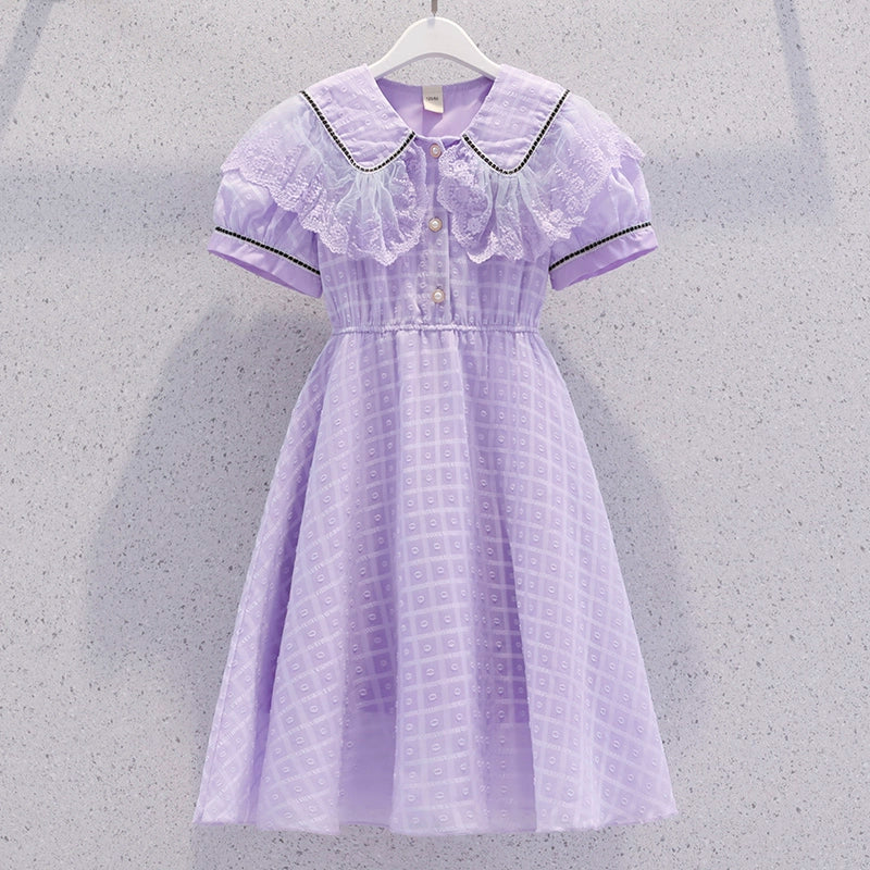 Girls' Dress Summer Dress Stylish Little Girls' Chiffon Princess Dress Summer New Style Children's Youth Puff Sleeve Dress - Image 8