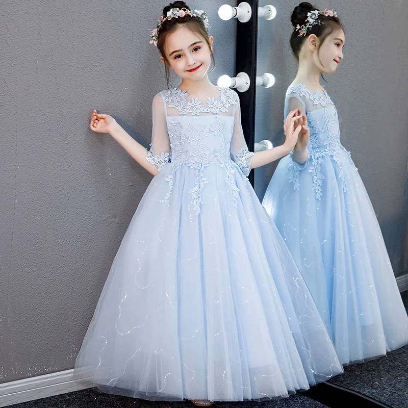 Girls Fashionable Princess Dress Girls Piano Performance Costume Children Small Host Classy Dress Flower Girl Wedding Dress - Image 9
