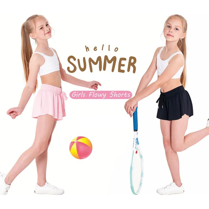 Girls Flowy Shorts 2 in 1 Butterfly Skirt Shorts with Pockets Teen Girl Cheer Shorts for Dance School Wear Running Fitness Sleep - Image 11