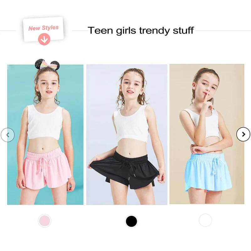 Girls Flowy Shorts 2 in 1 Butterfly Skirt Shorts with Pockets Teen Girl Cheer Shorts for Dance School Wear Running Fitness Sleep - Image 12