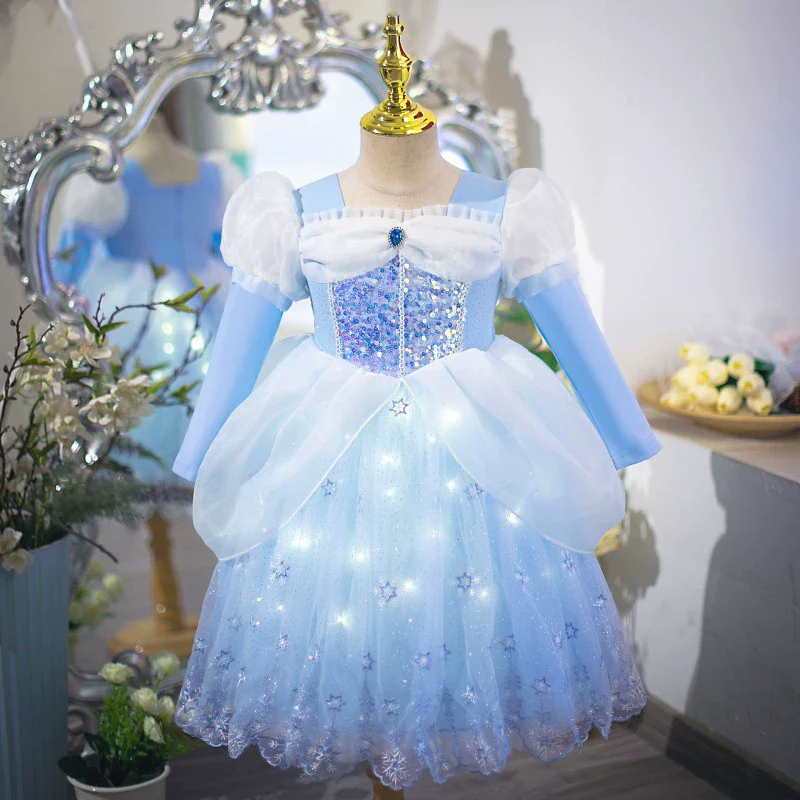 Girls' Halloween Spring and Autumn Classy Luminous Wings Lolita Children's Princess Elsa Dress Birthday Dress Autumn - Image 11
