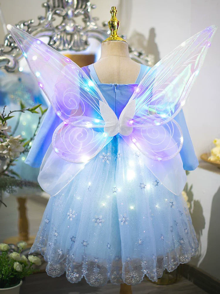 Girls' Halloween Spring and Autumn Classy Luminous Wings Lolita Children's Princess Elsa Dress Birthday Dress Autumn - Image 2