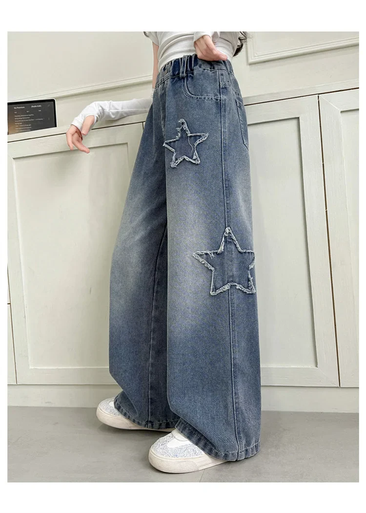 Girls Jeans 2025 Spring Autumn New Fashion Star Pattern Casual Denim Pants School Kids Trendy Teenage Children's Trousers 5-14T - Image 13