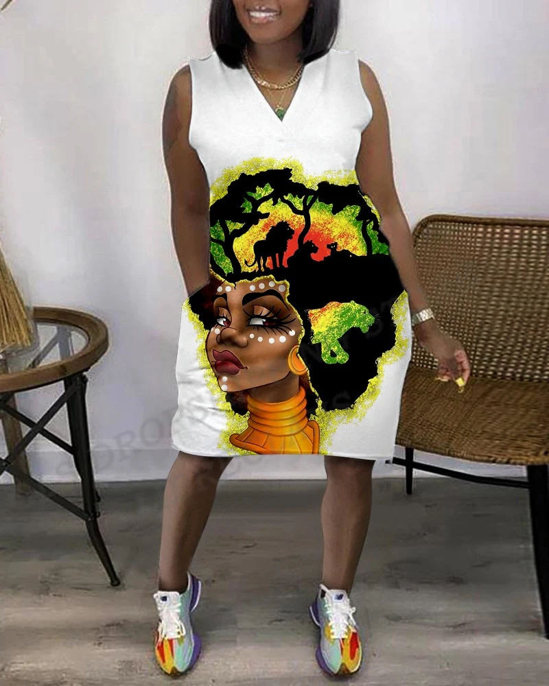 Girls Midi Dress Women Fashion Sexy Elegant African Dress Sleeveless Casual Loose Vintage Dresses Party Evening Boho Beach New - Image 11