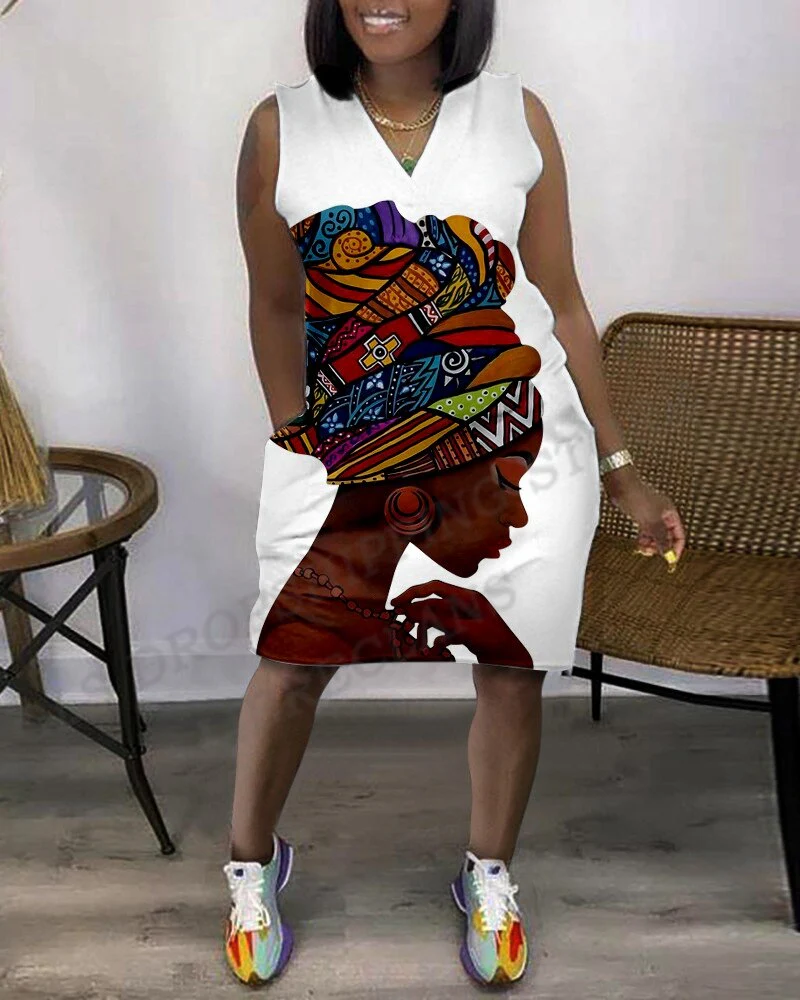 Girls Midi Dress Women Fashion Sexy Elegant African Dress Sleeveless Casual Loose Vintage Dresses Party Evening Boho Beach New - Image 3
