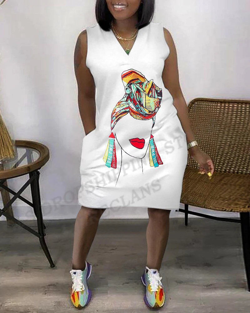 Girls Midi Dress Women Fashion Sexy Elegant African Dress Sleeveless Casual Loose Vintage Dresses Party Evening Boho Beach New - Image 7