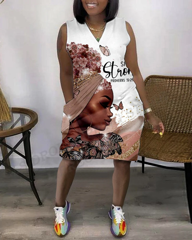 Girls Midi Dress Women Fashion Sexy Elegant African Dress Sleeveless Casual Loose Vintage Dresses Party Evening Boho Beach New - Image 9