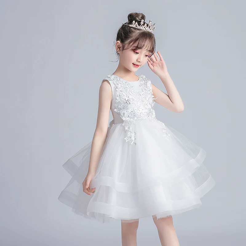 Girls' Princess Dress Summer Tulle Tutu Little Girls' Short Skirt Super Fashionable Children's Dress Piano Performance Performance Wear - Image 4