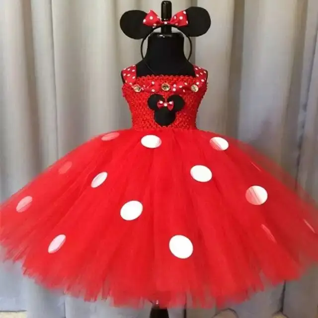 Girls Red Mickey Tutu Dress Kids Cartoon Dresses Ball Gown with Hairbow Children Birthday Christmas Party Costume Cosplay Cloth - Image 5