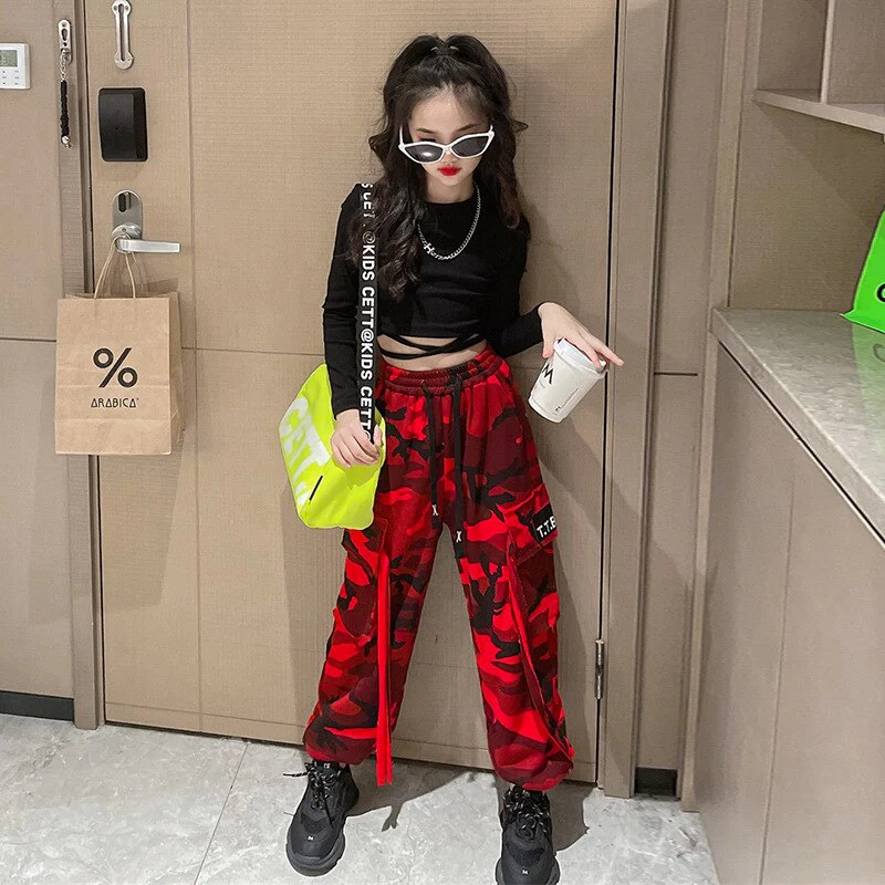 Girls Set Slim Tops Ripped Camouflage Pants Dance Two Piece Autumn Teenager Kids Sportswear 12 13 14 Years Children's Clothing - Image 7