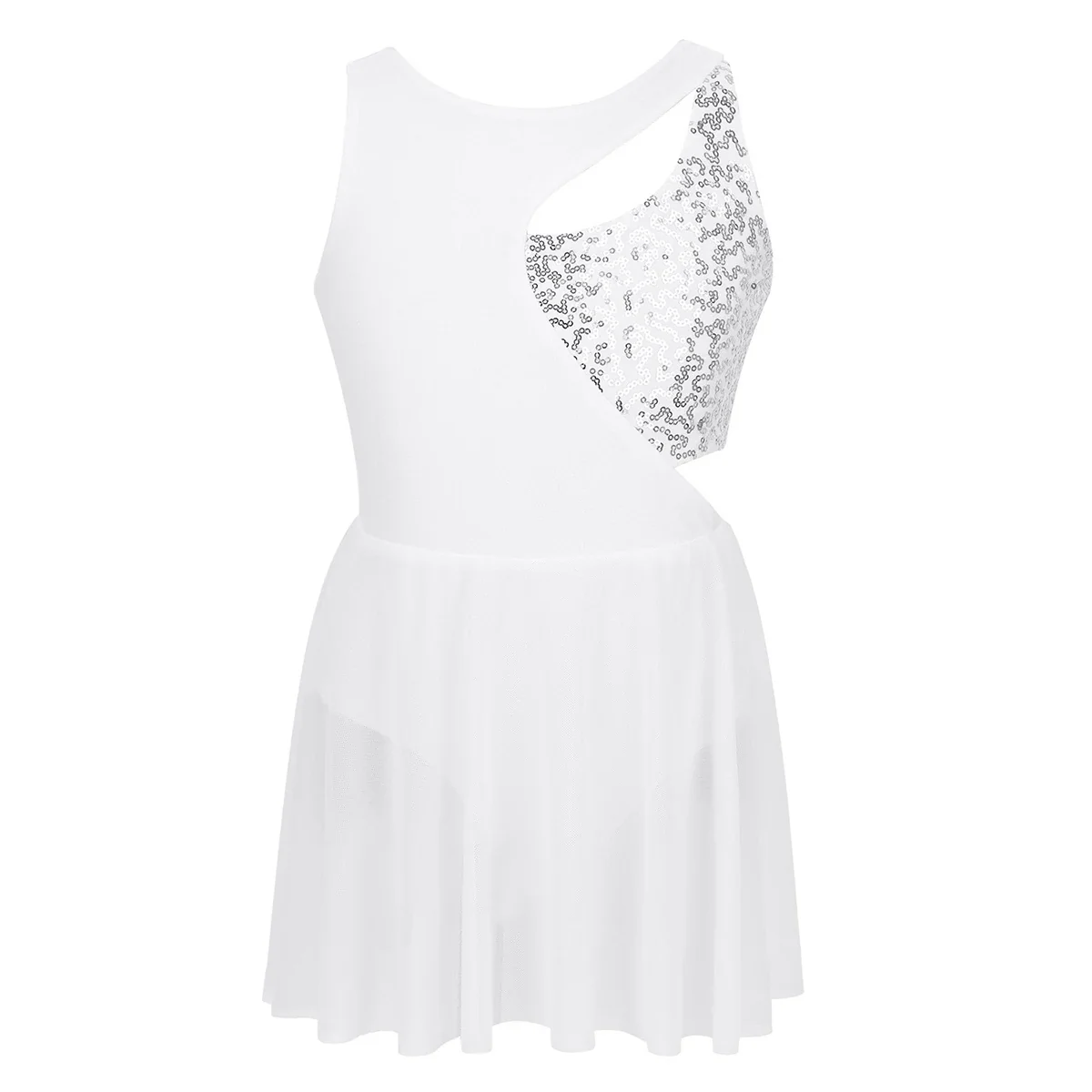 Girls Shiny Rhinestone Jazz Ballet Dance Dress Decorated Collar Sequins Mesh Tassel Hem Dance Leotards Dance Performance Dress - Image 20