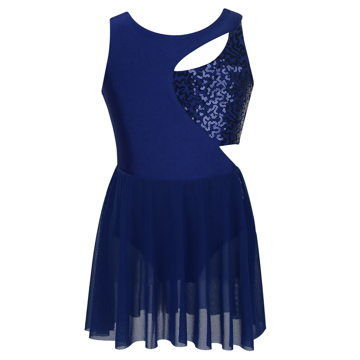 Girls Shiny Rhinestone Jazz Ballet Dance Dress Decorated Collar Sequins Mesh Tassel Hem Dance Leotards Dance Performance Dress - Image 23