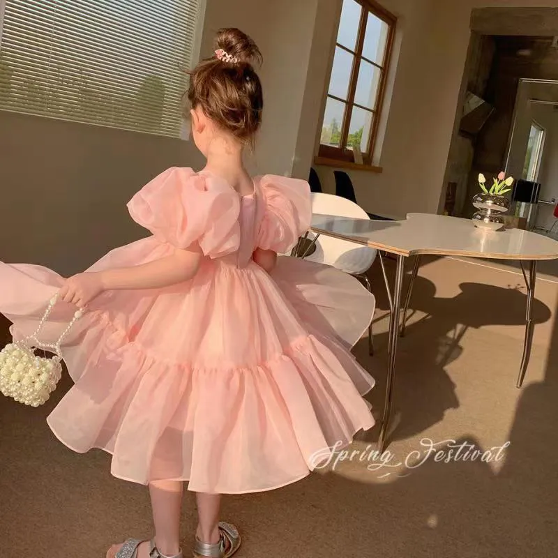 Girls Summer Dress Bubble Sleeve Birthday Dresses Party Princess Gown Baby Clothes Toddler Girl Dresses 2-7Y - Image 2