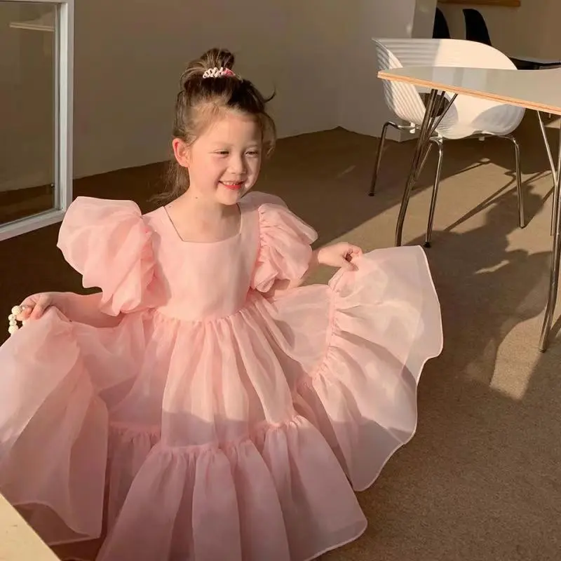 Girls Summer Dress Bubble Sleeve Birthday Dresses Party Princess Gown Baby Clothes Toddler Girl Dresses 2-7Y - Image 6