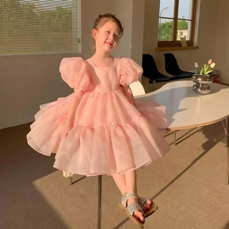 Girls Summer Dress Bubble Sleeve Birthday Dresses Party Princess Gown Baby Clothes Toddler Girl Dresses 2-7Y - Image 8