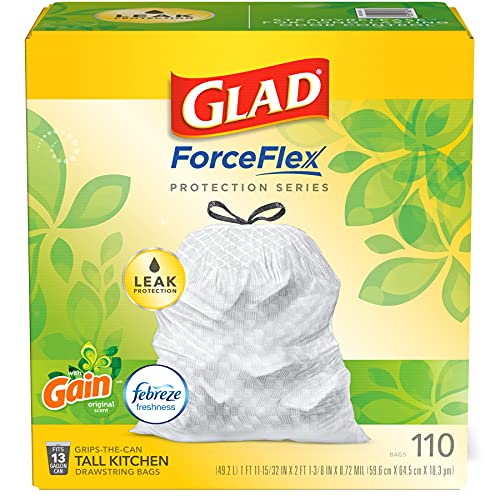 Glad Trash Bags, ForceFlex Protection Series Tall Garbage Bags, 13 Gal, Gain Original with Febreze, 110 Ct (Package May Vary) - Image 5