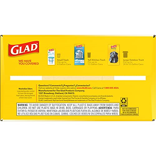Glad Trash Bags, ForceFlex Protection Series Tall Garbage Bags, 13 Gal, Gain Original with Febreze, 110 Ct (Package May Vary) - Image 7