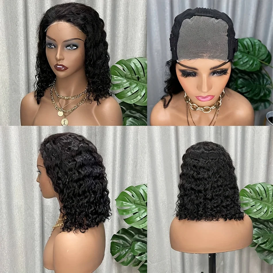 Glamorous Deep Wave Brazilian Human Hair Wig for Women - Glueless 4x4 Transparent Lace Frontal, Pre-Plucked, Free Part, 150% Density, Natural Black - Image 10