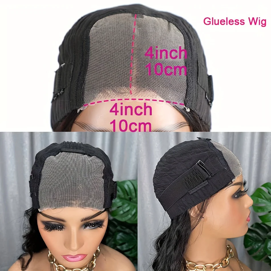 Glamorous Deep Wave Brazilian Human Hair Wig for Women - Glueless 4x4 Transparent Lace Frontal, Pre-Plucked, Free Part, 150% Density, Natural Black - Image 4