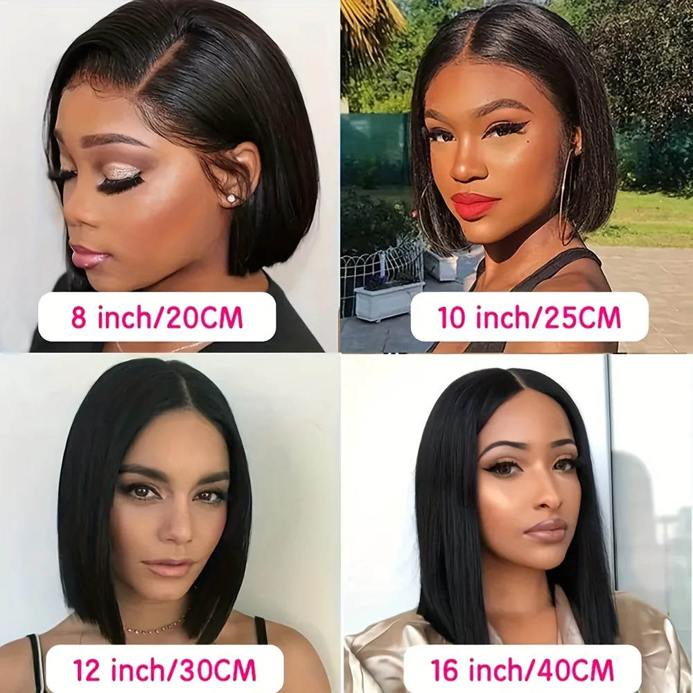 Glowing Short Bob Human Hair Wig - Super Dense 180% Volume with Seamless 13x4 Lace Front, Flawless Natural Hairline & Cute Baby Hair - Realistic and Irresistible - Image 4