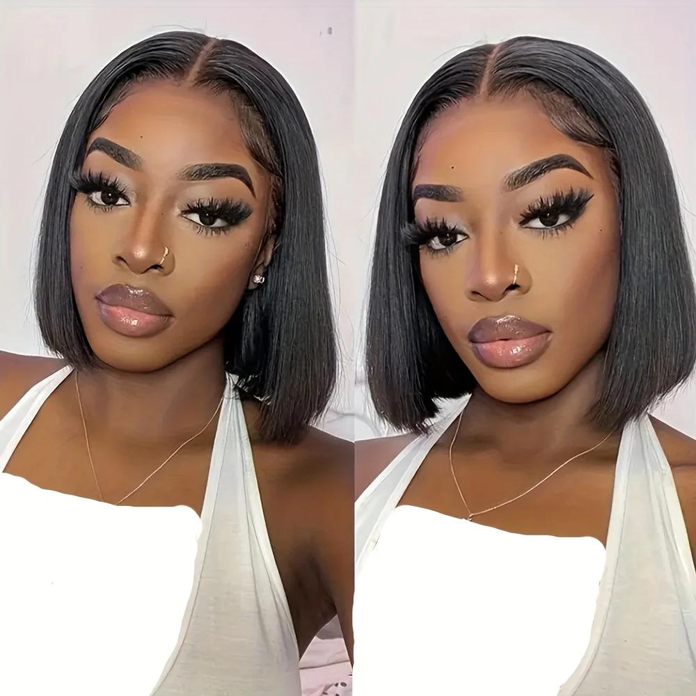 Glowing Short Bob Human Hair Wig - Super Dense 180% Volume with Seamless 13x4 Lace Front, Flawless Natural Hairline & Cute Baby Hair - Realistic and Irresistible - Image 6