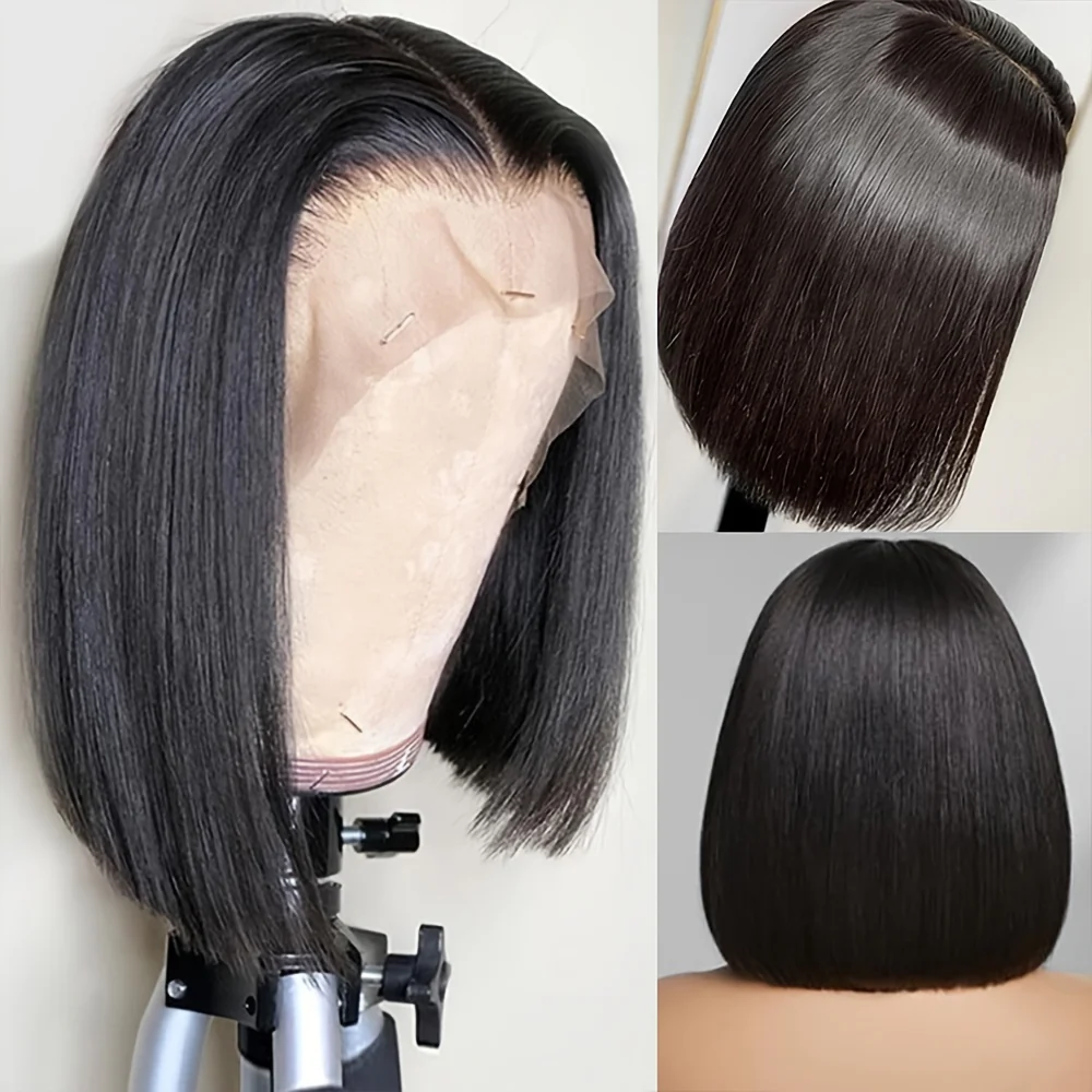 Glowing Short Bob Human Hair Wig - Super Dense 180% Volume with Seamless 13x4 Lace Front, Flawless Natural Hairline & Cute Baby Hair - Realistic and Irresistible - Image 8